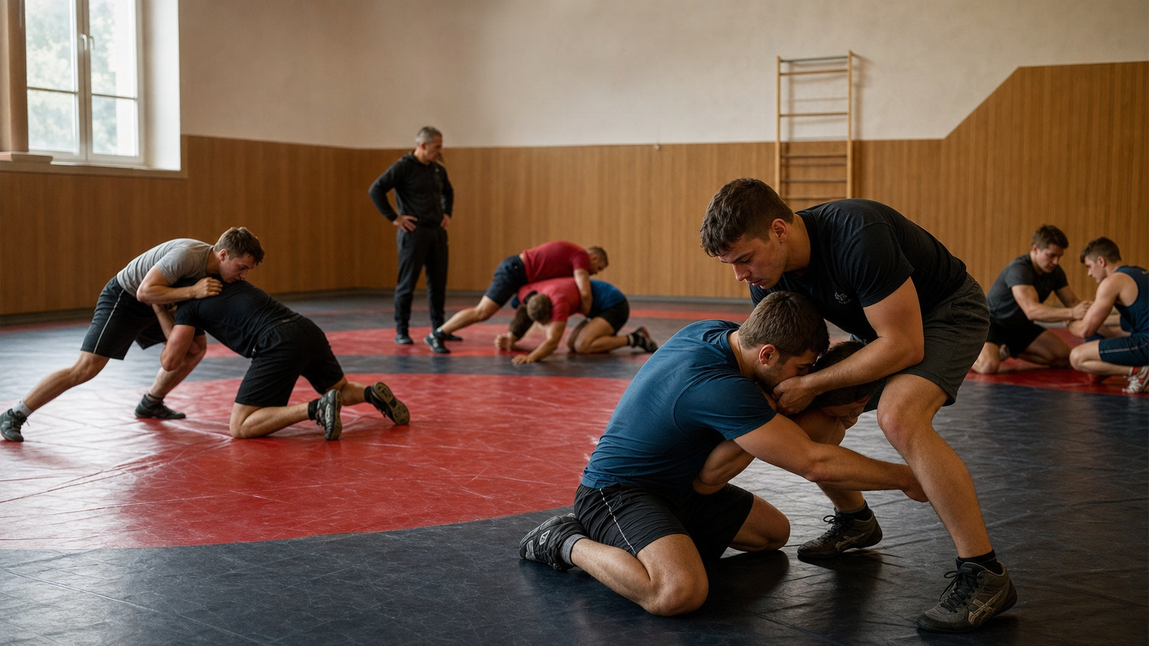 Gemeinsames Training der Ringer